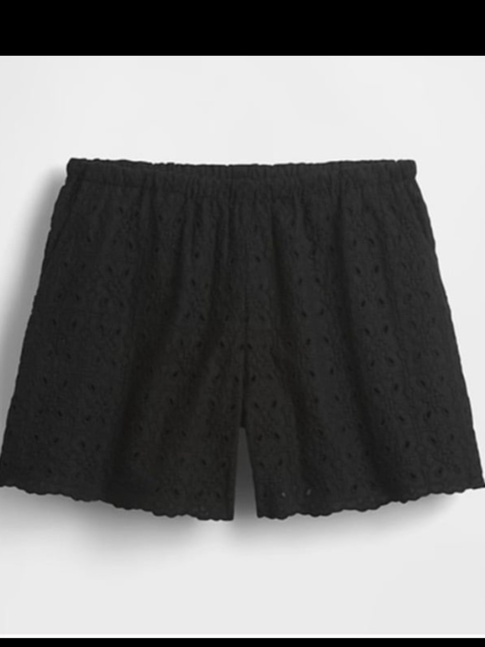 Gap High Rise Eyelet Shorts Large Black Pull On Pockets Casual Summer